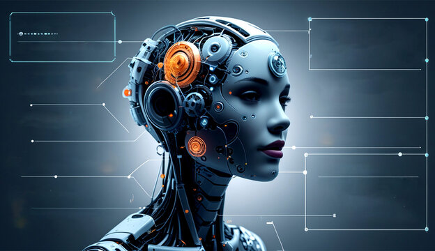 human head with binary code