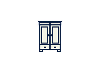 Vector illustration of cartoon wardrobe on white background