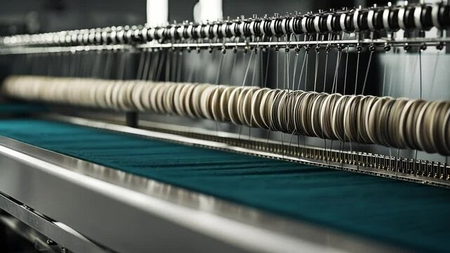 Textile factory with thread machines.