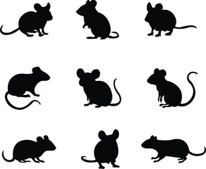 mouse animal icon in trendy flat style set. isolated on transparent background