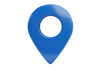 A sleek and modern 3d blue location pin icon isolated on transparent background
