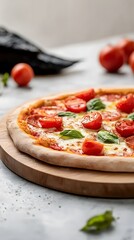Delicious Homemade Margherita Pizza with Cherry Tomatoes and Basil