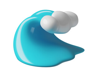 Ocean wave 3d vector icon. Summer vacation, sea coast and surfing concept three cartoon dimensional illustration isolated on white background.