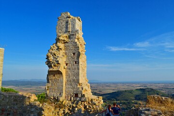 view of the ruins of the ancient fortress dating back to the 11th century located in the village of...
