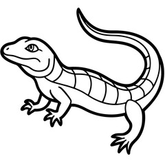 Simple line art depicts a detailed lizard, capturing the essence of the reptile in a clear, stylized manner