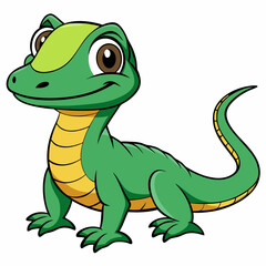 Fototapeta premium Lizard with bright green scales and an inviting smile