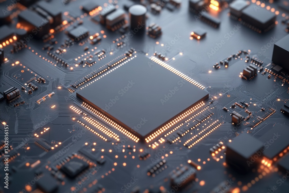 Aufkleber a central processing unit (cpu) is prominently featured on a circuit board, showcasing intricate tec