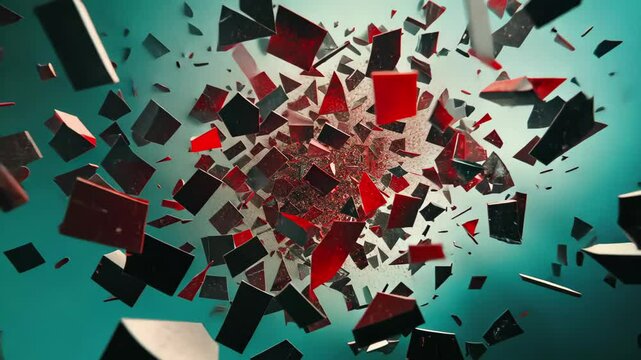 Floating objects collide in a vibrant explosion of color and motion, Abstract floating objects colliding with each other CGI Trendy backgrounds