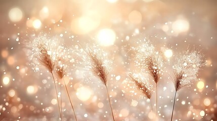 Golden field of wheat with glowing bokeh lights