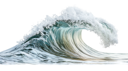 Dynamic wave of clear water flowing gracefully, cut out. Isolated on a transparent background.
