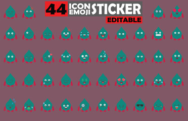 Collection of Playful Waterdrop Character Emoji Icons for Digital Communication