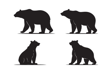 Bear Silhouette Vector Set Wildlife Animal Illustration
