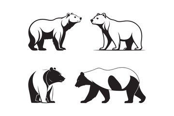 Bear Silhouette Vector Set Wildlife Animal Illustration