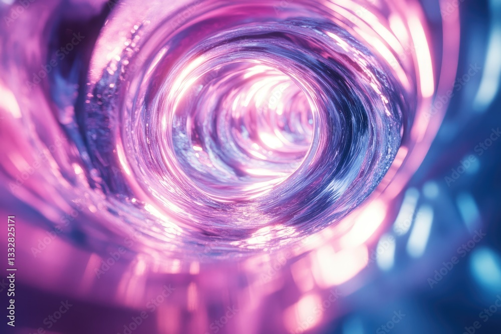Poster abstract swirling vortex tunnel with vibrant pink and blue neon lights, creating a mesmerizing visua