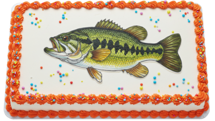 Angler Fish Decorated, Sheet Cake Baked Bakery Dessert with Icing,  Isolated Transparent PNG