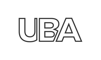 Fototapeta premium UBA logo design template with strong and modern bold text. Initial based vector logotype featuring simple and minimal typography. Trendy company identity.