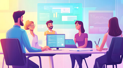 Exploring Workplace Culture: Abstract Concept Illustration for Professional Presentations