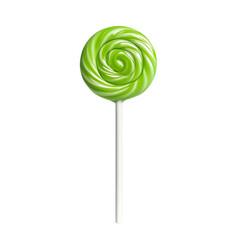 A delicious green lollipop swirls sweetly on a stick a delightful treat