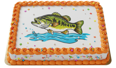 Angler Fish Decorated, Sheet Cake Baked Bakery Dessert with Icing,  Isolated Transparent PNG