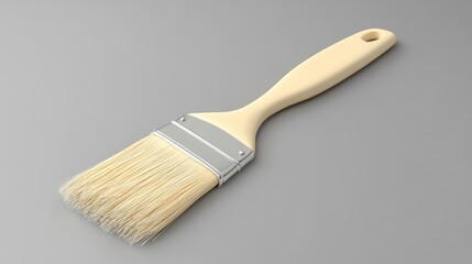3D illustration of a paintbrush with a beige handle and soft bristles. Great choice for creative projects and design concepts