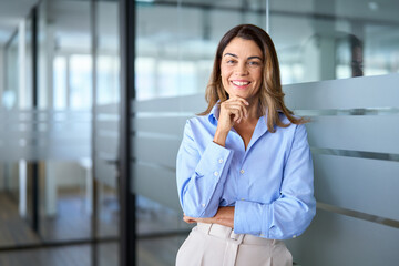 Happy middle aged business woman attorney, smiling 45 years old lady entrepreneur, mature female...