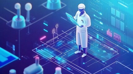 Technician working with digital interface