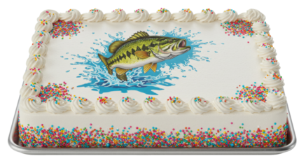 Angler Fish Decorated, Sheet Cake Baked Bakery Dessert with Icing,  Isolated Transparent PNG