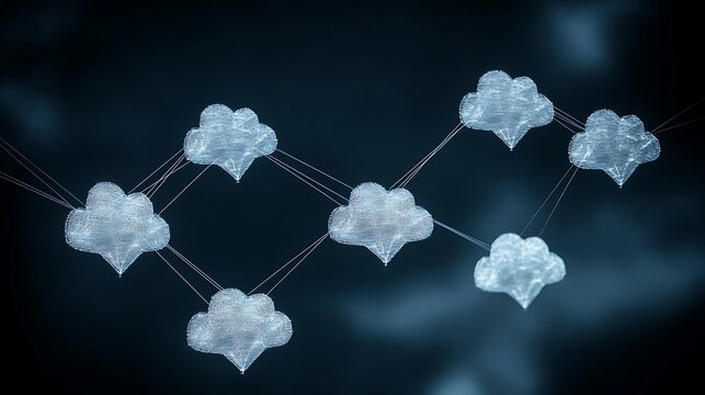 A glowing representation of cloud computing, with servers and networks connecting dynamically.