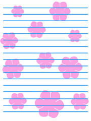 Notebook paper design with pink floral motif decoration