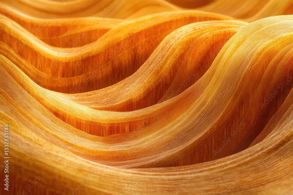Poster abstract image of flowing, golden, wood-like waves creating a luxurious texture.