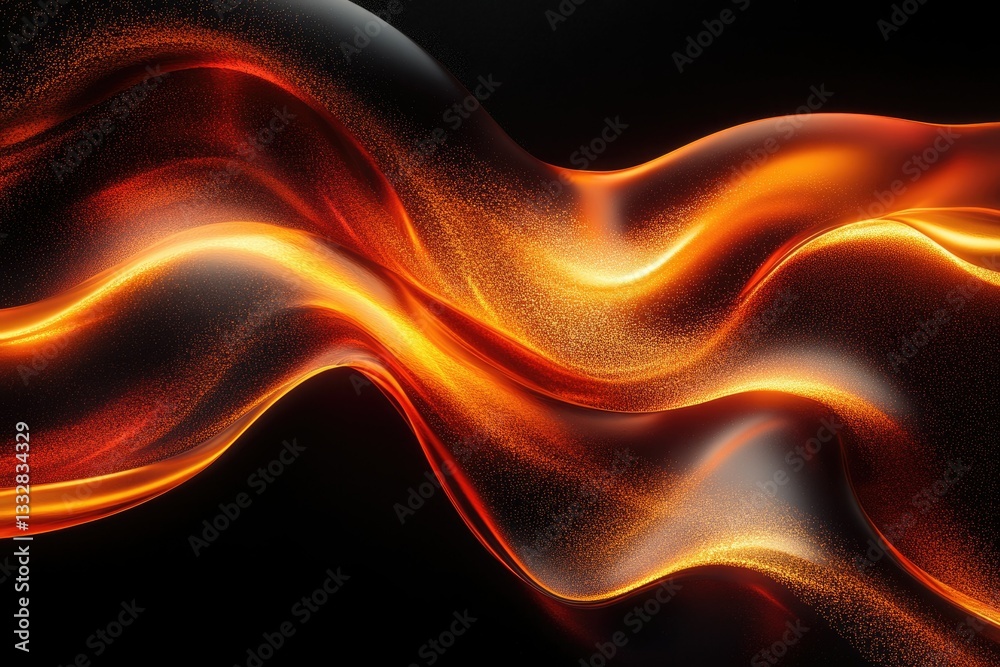 Fototapete abstract fiery orange waves flow across dark background, creating a mesmerizing visual effect.