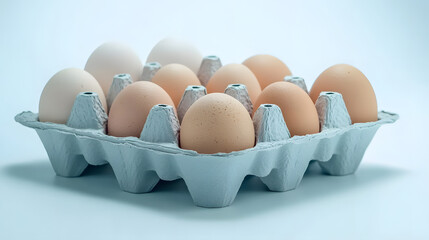Eggs in a carton isolated on White background.