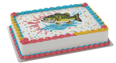 Angler Fish Decorated, Sheet Cake Baked Bakery Dessert with Icing,  Isolated Transparent PNG