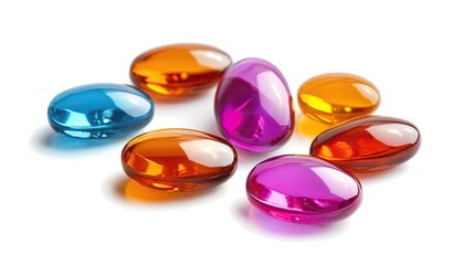 Different colorful tablets on a white background