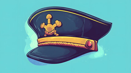 Nautical Captain Hat Concept Cartoon Vector Illustration for Maritime Themes