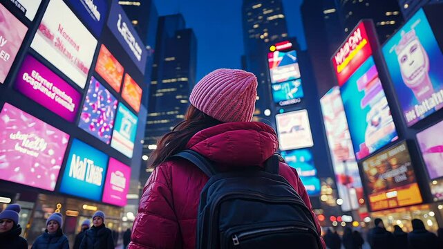 Urban exploration: a journey through vibrant neon city streets at night