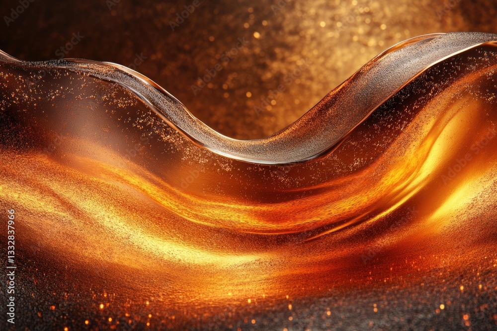Aufkleber abstract golden liquid flowing like a wave, sparkling with light and texture.