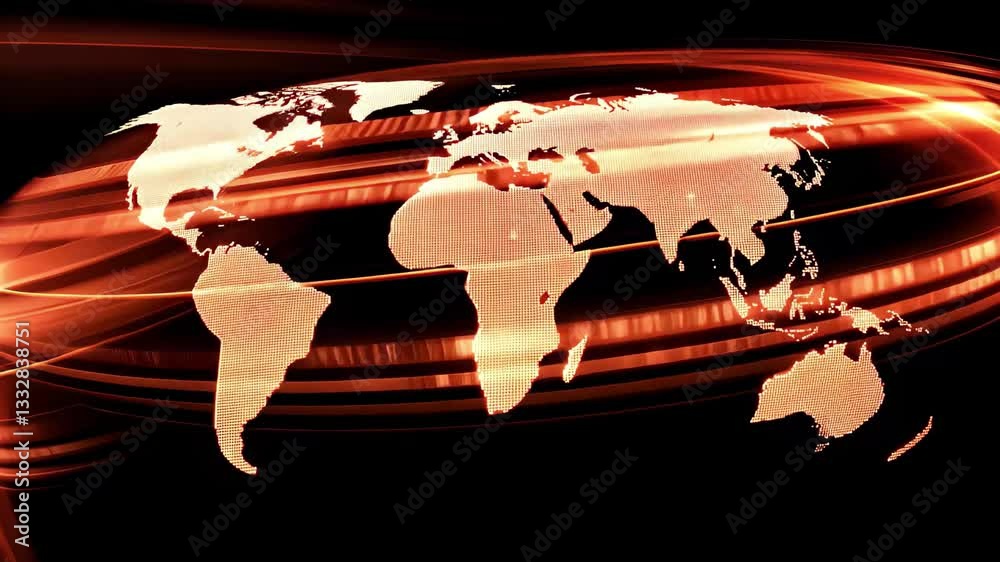 Aufkleber digital data processing illustrated over a world map with glowing effects highlighting global connec