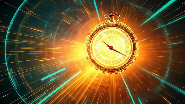 Glowing timepiece explodes in radiant burst of light and energy