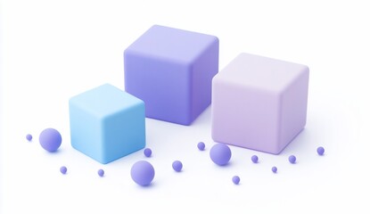 Obraz premium Pastel cubes and spheres on white background