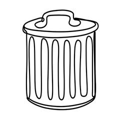 Trash can one continuous line art drawing 