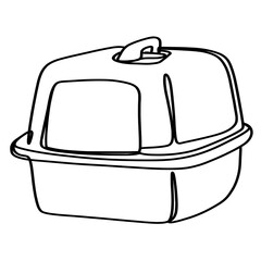 Cat litter box continuous one line art drawing