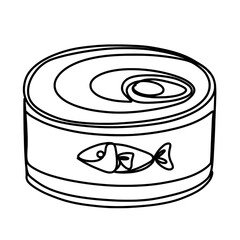 Canned fish continuous one line art drawing.