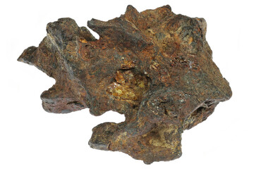 fragment of the Sericho Pallasite meteorite (Kenya, 2016) isolated on white background