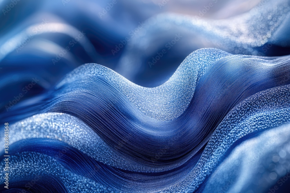 Aufkleber abstract blue fabric waves, textured and flowing, creating a mesmerizing visual.