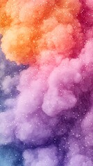 Fototapeta premium Colorful and vibrant abstract cloud formation with tiny white speckles displayed