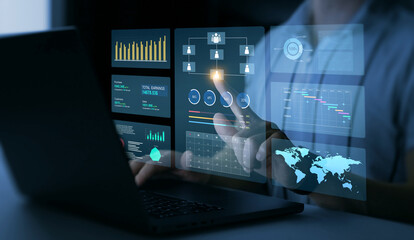 KPI dashboard.Financial business data analytics graph dashboard. Management data System KPI connected in database for follow earnings,operations and sales data.	