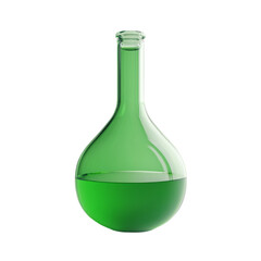 Green glass flask filled with vibrant liquid scientific experiment mystery