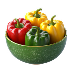 Vibrant bell peppers in a green bowl fresh and healthy food