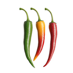 Vibrant Chili Peppers Spicy Trio Green Orange Red